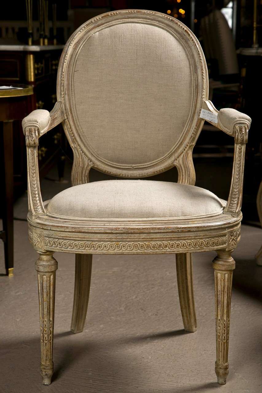 Set of 8 French Louis XVI Style Painted Dining Chairs Jansen 2