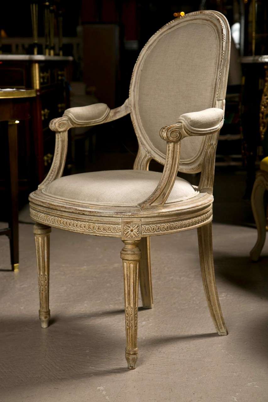 Set of 8 French Louis XVI Style Painted Dining Chairs Jansen 3