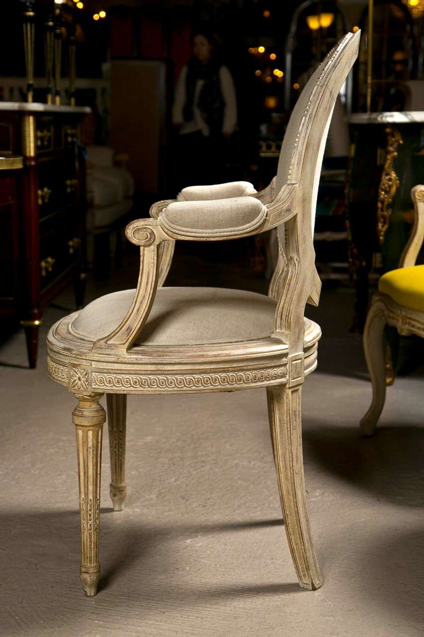 Set of 8 French Louis XVI Style Painted Dining Chairs Jansen 4