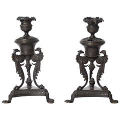 Pair of Regency Bronze Candlesticks