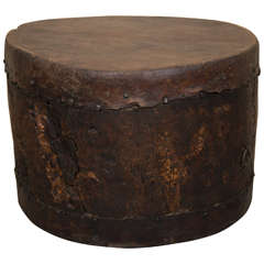 Large Antique Poplar Wood Drum