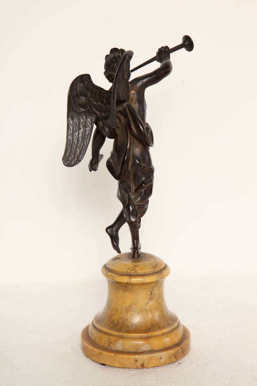 19th Century Bronze  Winged Figure on a Sienna Marble Base In Good Condition For Sale In New York, NY