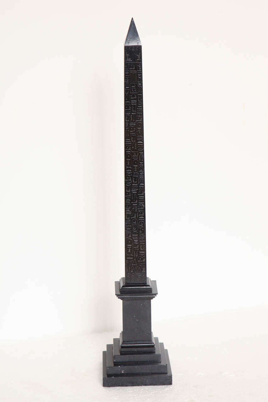 Belgian Black Marble 19th Century Italian Grand Tour Obelisk For Sale
