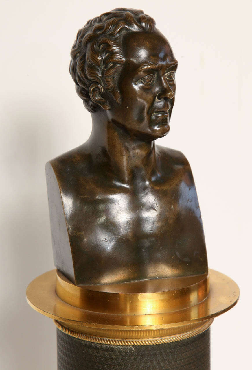 19th Century Bronze Bust on Stand In Excellent Condition In New York, NY