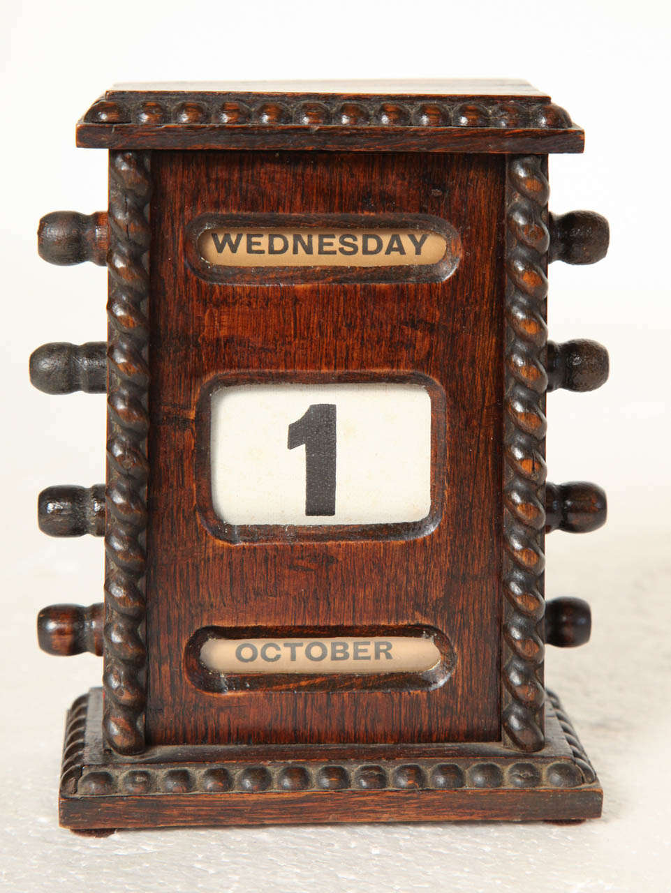 English Late 19th Century, Oak Perpetual Calendar