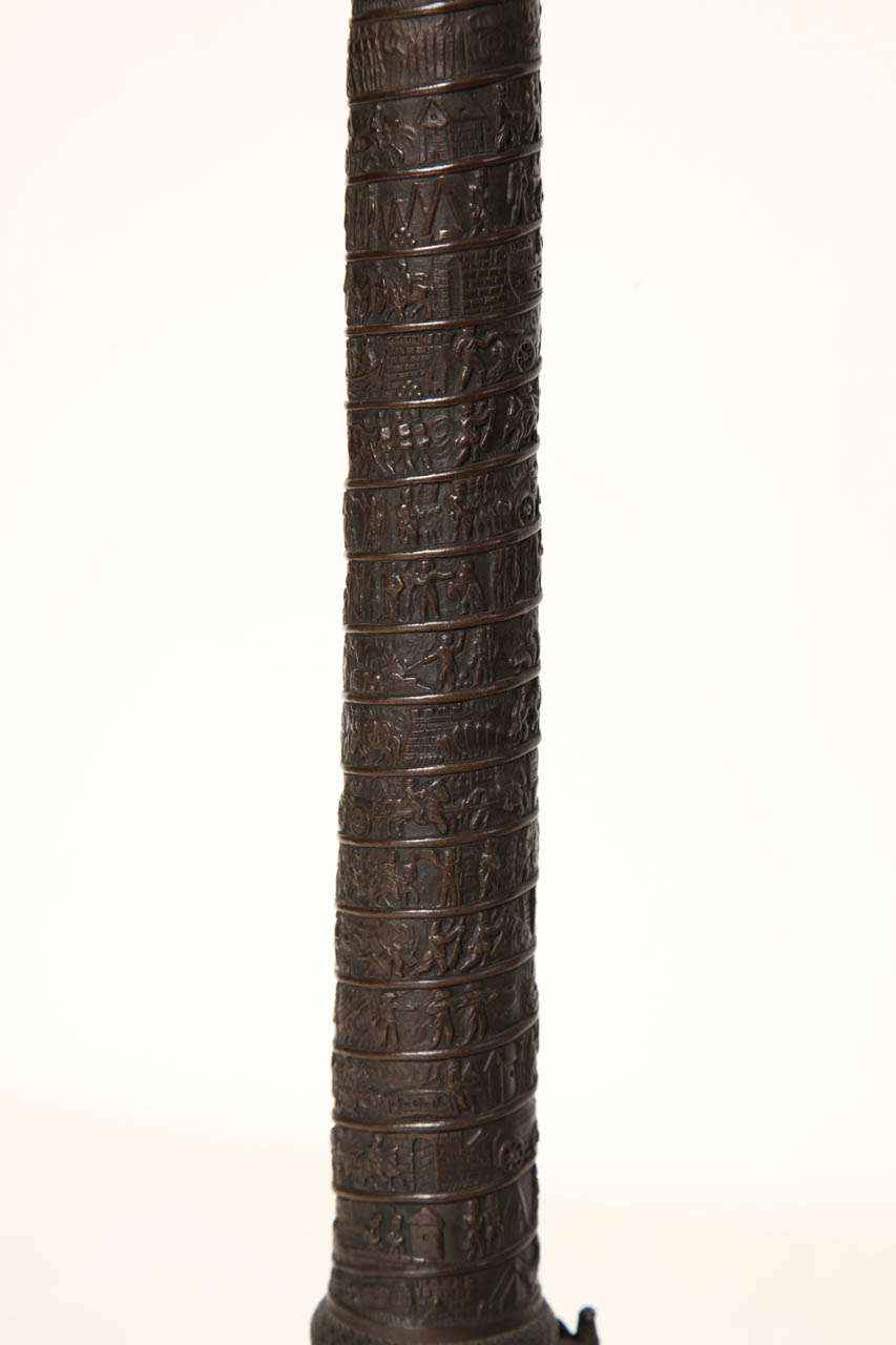 Italian 19th Century Bronze Place Vendome Column on a Marble Base For Sale