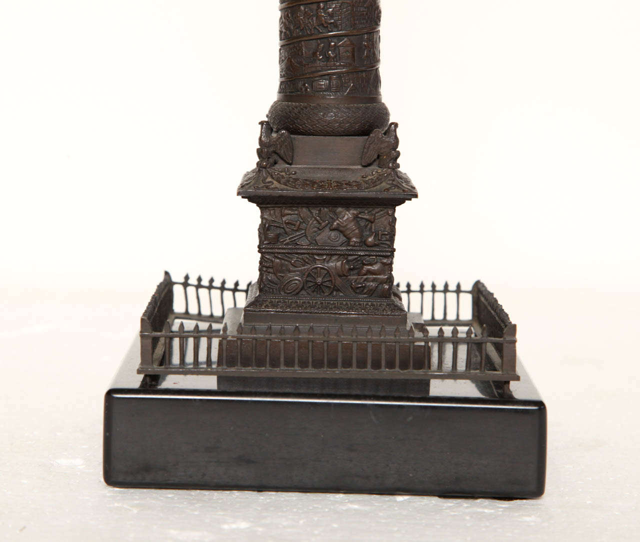 19th Century Bronze Place Vendome Column on a Marble Base For Sale 1