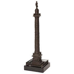 19th Century Bronze Trajan Column on a Marble Base 5