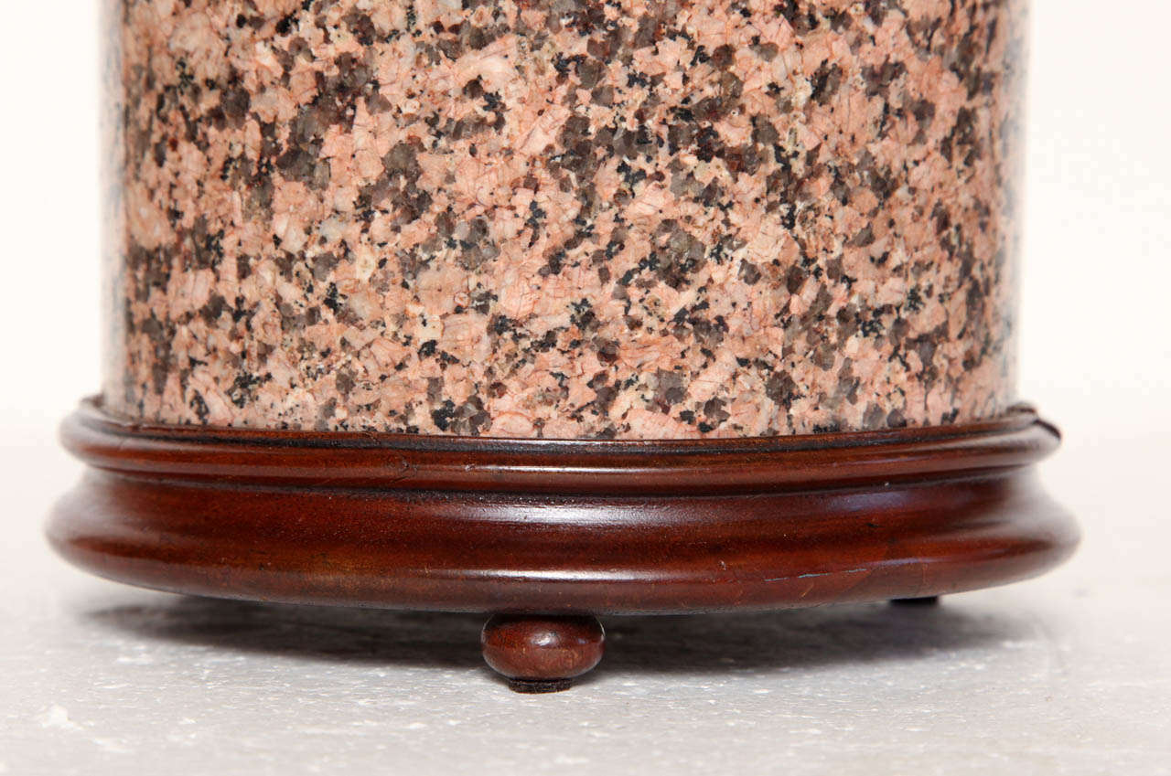 19th Century English, Granite Cylinder with Wooden Base For Sale 1