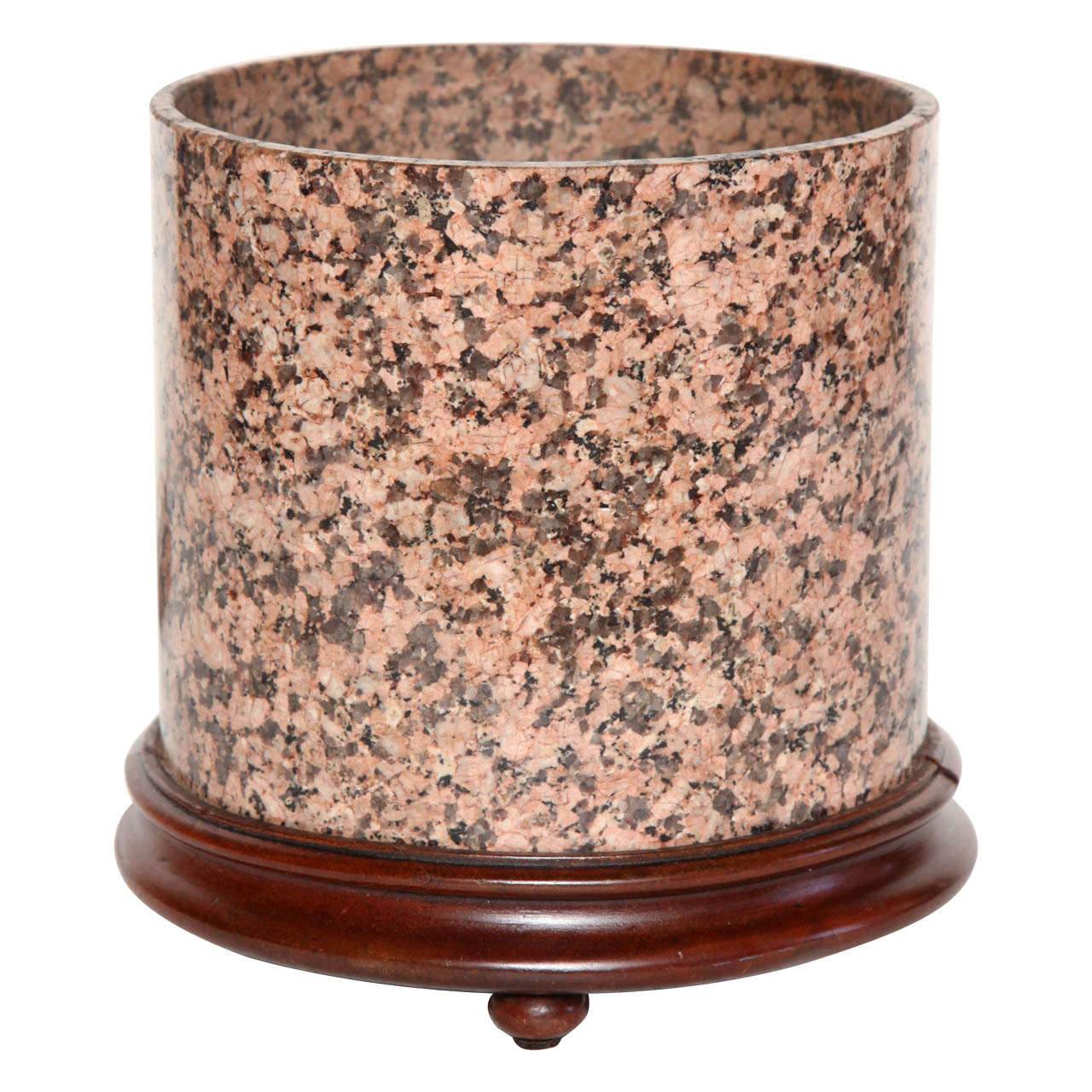 19th Century English, Granite Cylinder with Wooden Base For Sale