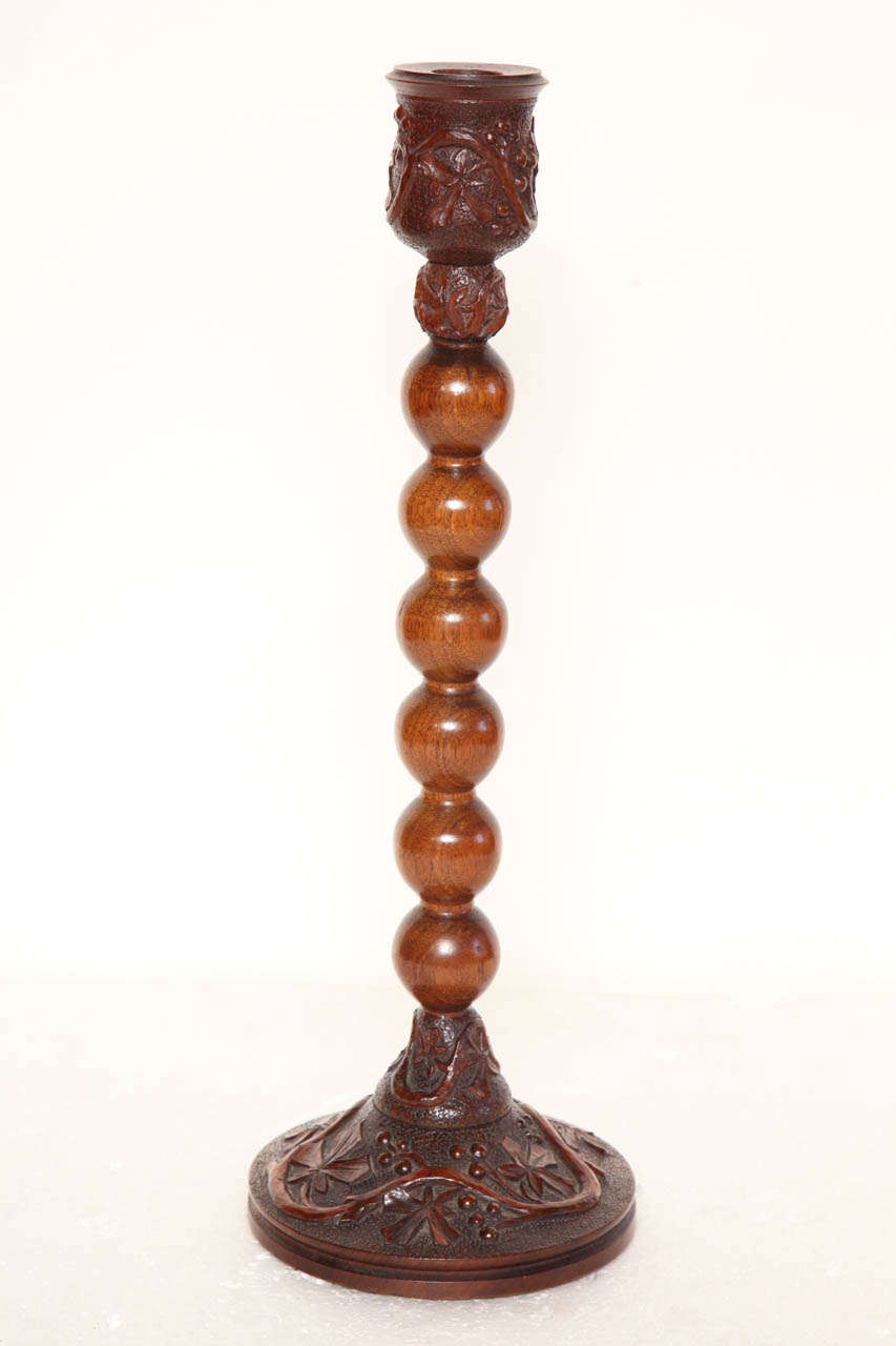 Late 19th Century English, Treen Candlestick In Excellent Condition In New York, NY
