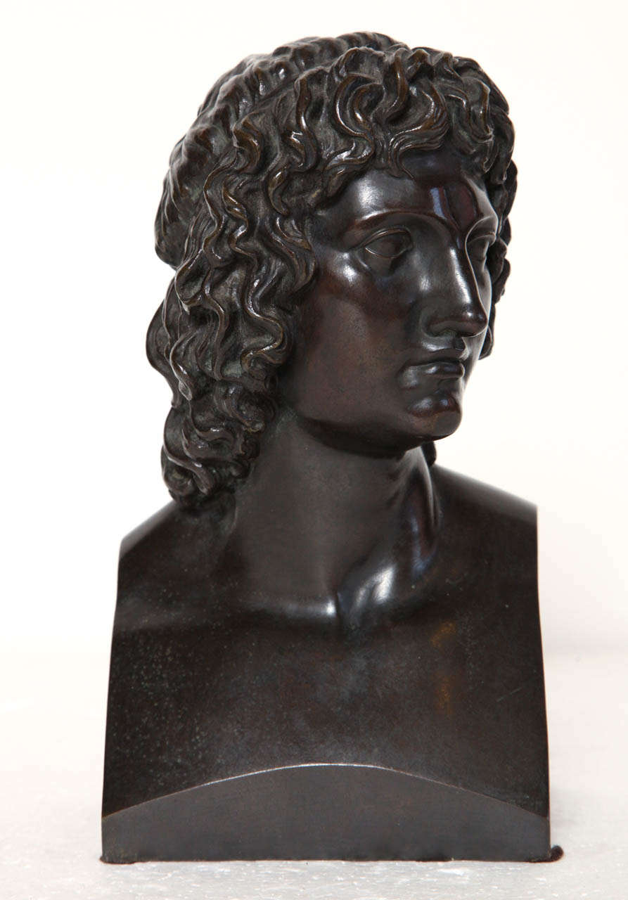 19th Century French, Grand Tour Bronze Bust of Alexander The Great In Excellent Condition In New York, NY