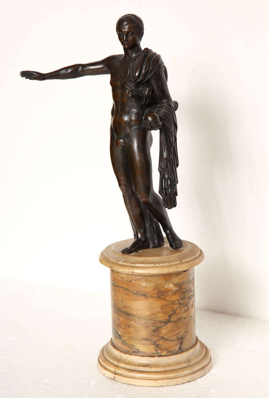 19th Century Grand Tour Bronze Figure on a Sienna Marble Socle