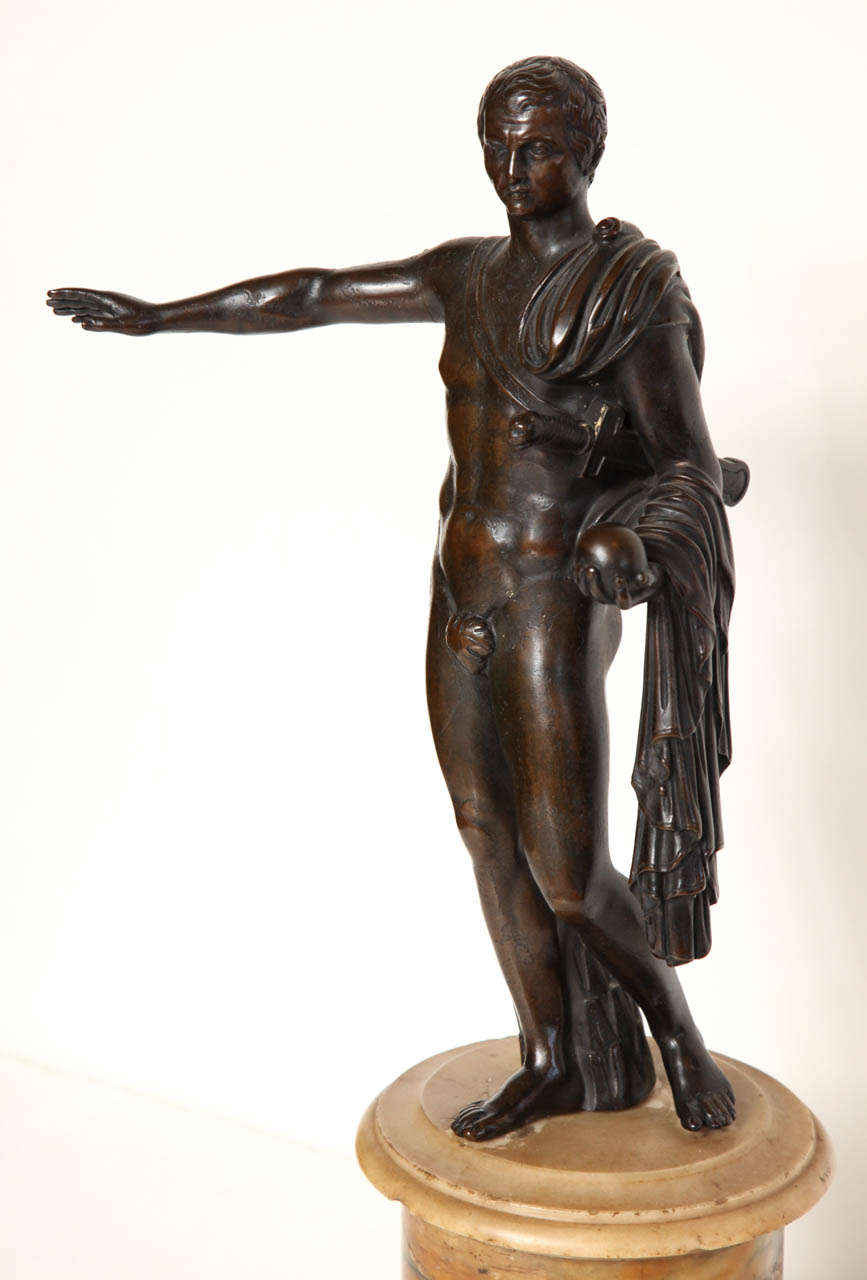 Grand Tour 19th Century Bronze Figure on a Sienna Marble Socle