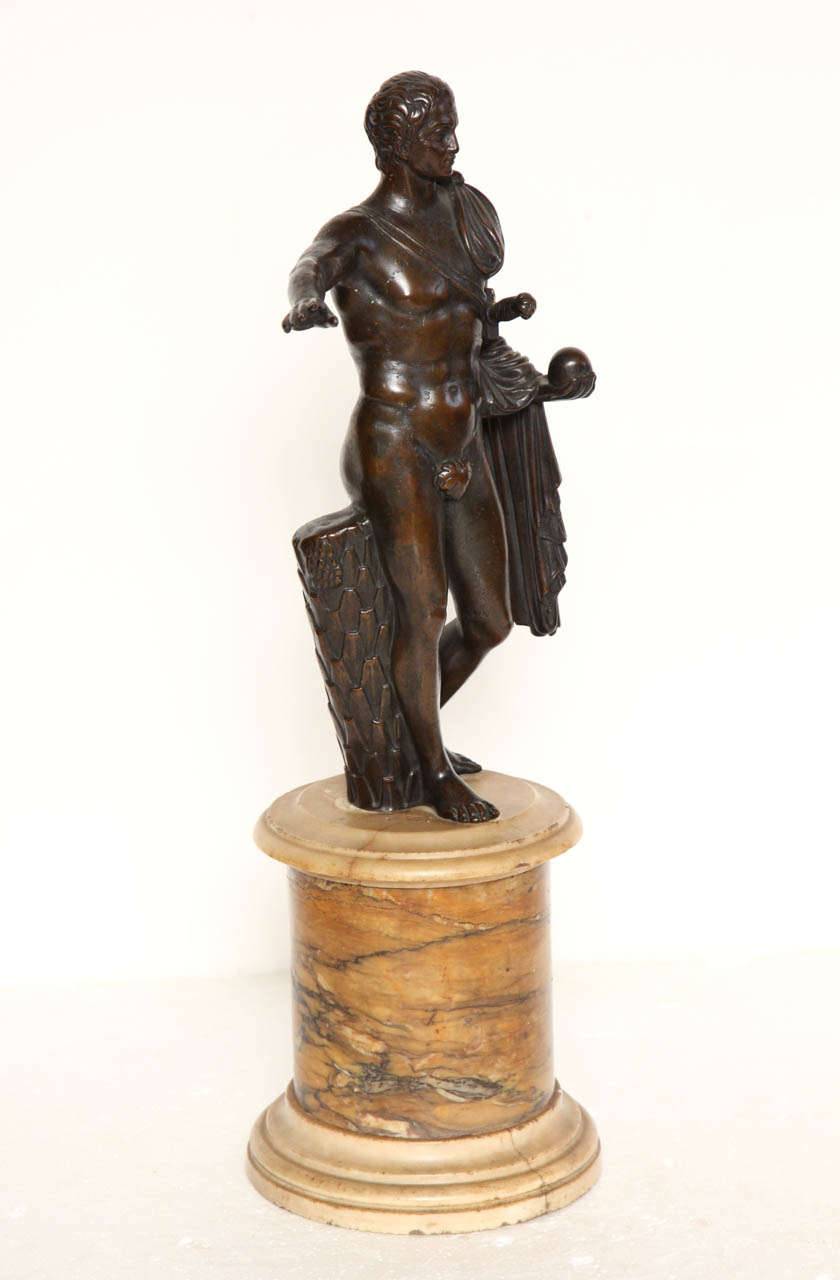 19th Century Bronze Figure on a Sienna Marble Socle In Good Condition In New York, NY