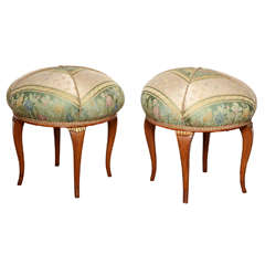 Pair of English 1930's Fruitwood Stools 4