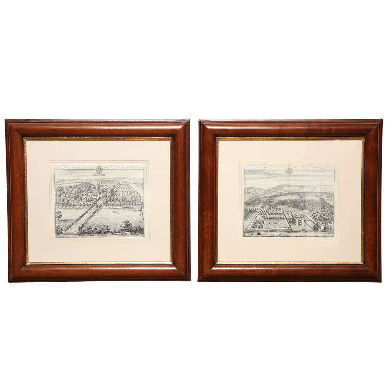 Two late 18th Century English Engravings of Country House Views