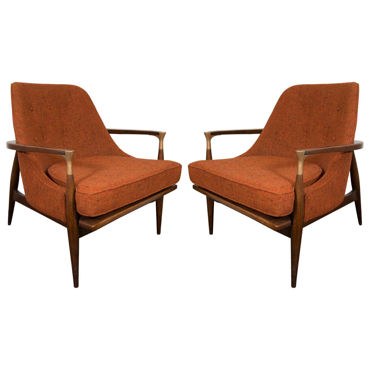 A Mid Century Pair of Ib Kofod Larsen Style Lounge or Armchairs Chairs