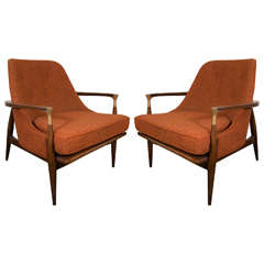 A Mid Century Pair of Ib Kofod Larsen Style Lounge or Armchairs Chairs