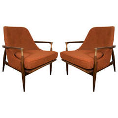 A Mid Century Pair of Ib Kofod Larsen Style Lounge or Armchairs Chairs