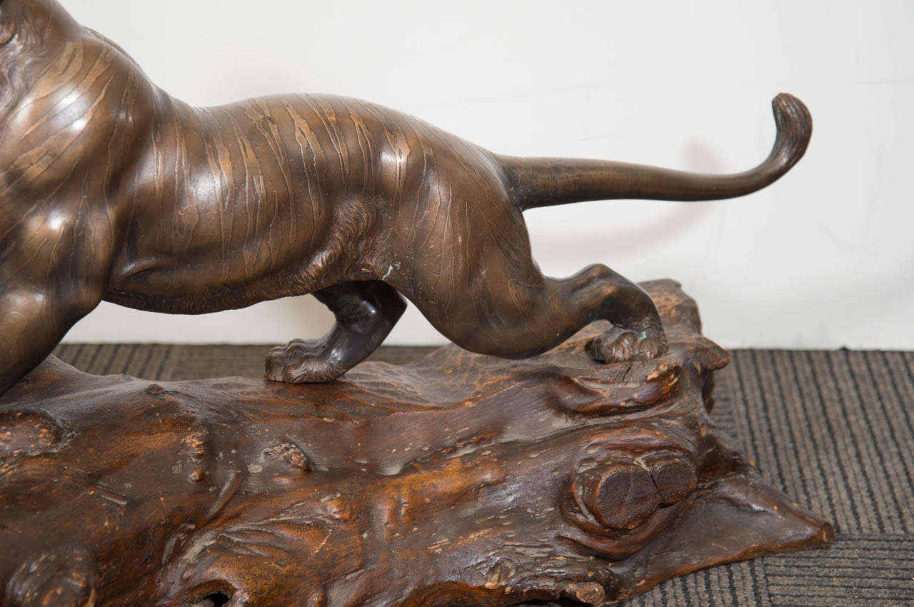 A 19th Century Japanese Bronze Tiger Sculpture, Signed For Sale 2