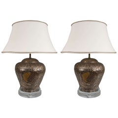 A Pair of Hammer Pewter and Brass Table Lamps