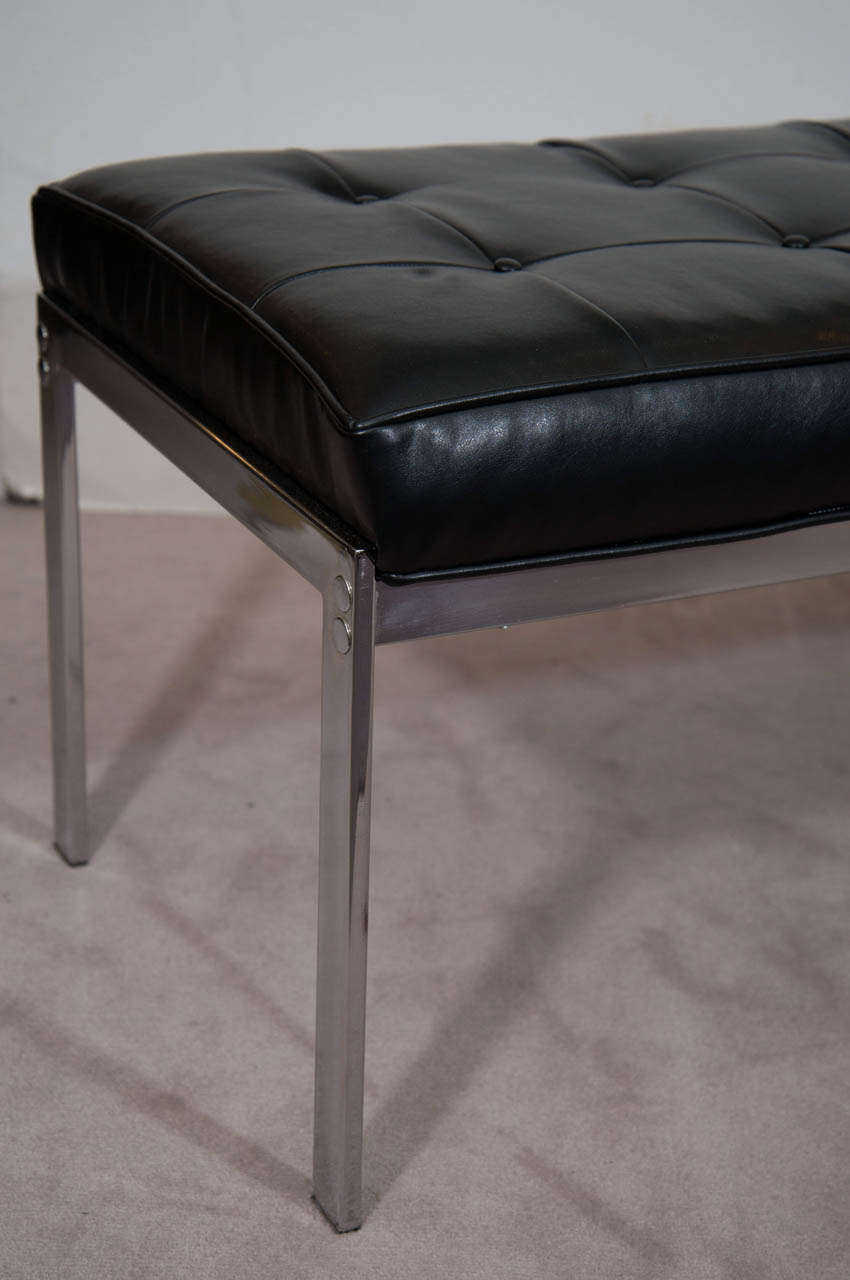 A Mid Century Black Leather And Chrome Selig Bench At 1stdibs Mid Century Modern A Black Leather And Chrome Selig Bench For