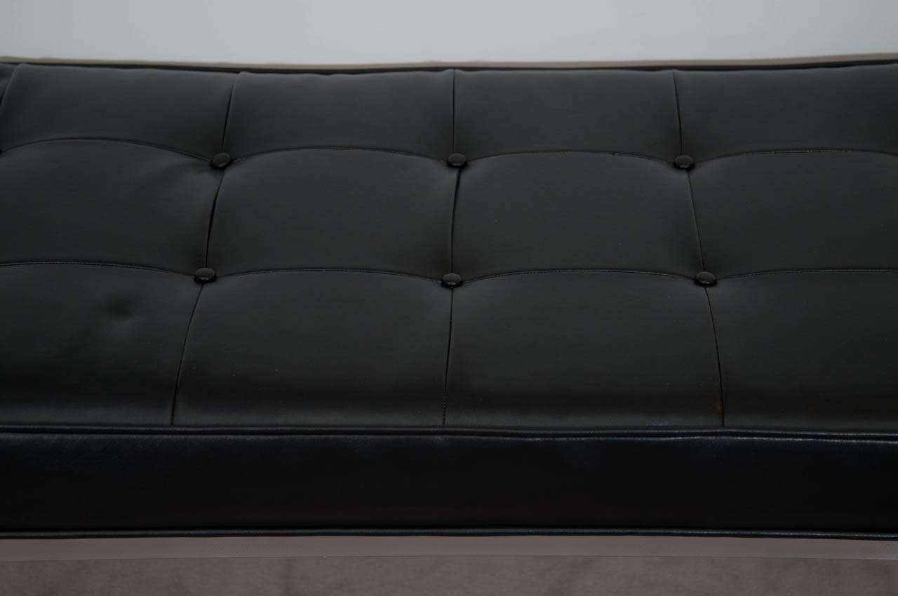 mid century leather bench