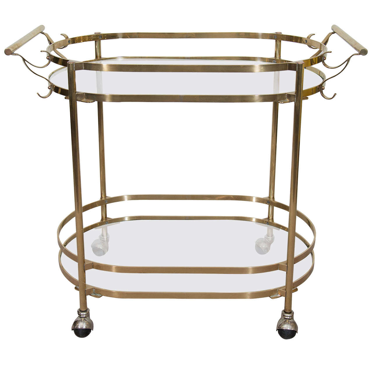 A Mid Century Italian Brass and Glass Bar Cart