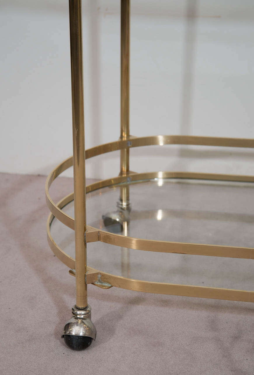 A Mid Century Italian Brass and Glass Bar Cart In Good Condition In New York, NY
