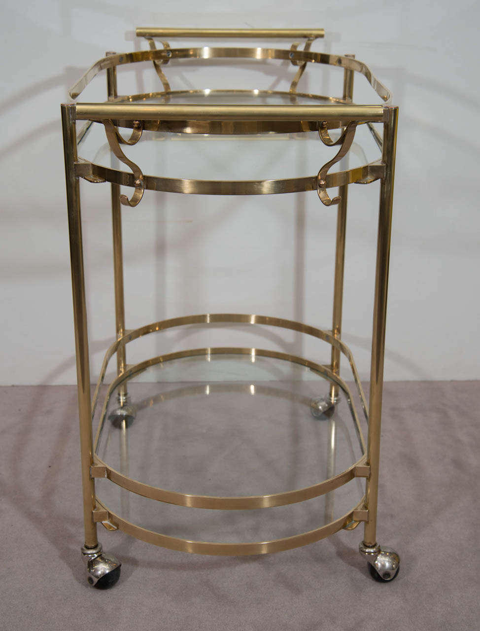 A Mid Century Italian Brass and Glass Bar Cart 1