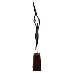 A Mid Century Alberto Giacometti Style Bronze Sculpture of a Mother & Child