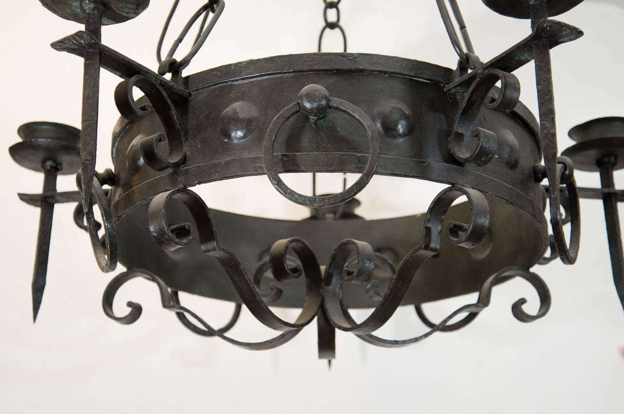 Gothic Revival Antique Five-Light Iron Candelabra