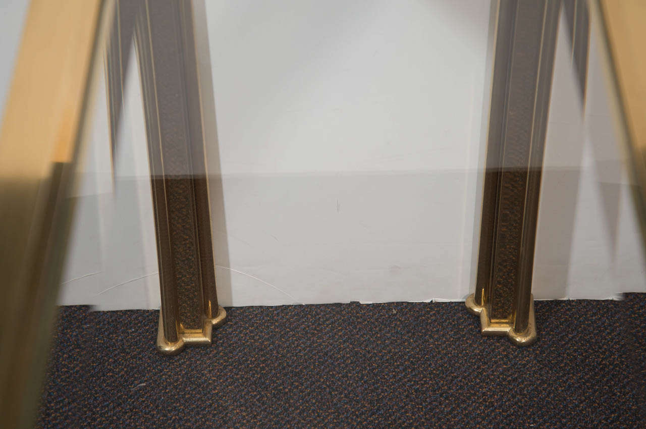 A Mid Century Brass and Glass Console Table with Swan Motif 1