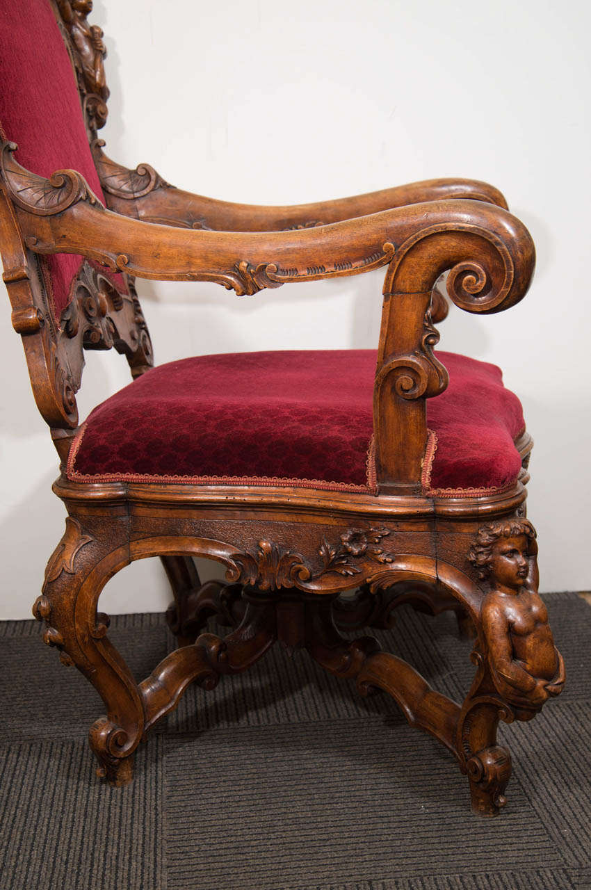 A 19th Century Italian Carved Wood Fantasy Armchair 1