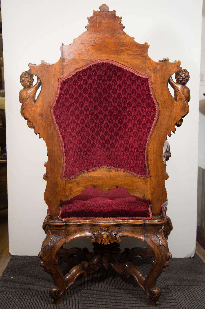 A 19th Century Italian Carved Wood Fantasy Armchair 2