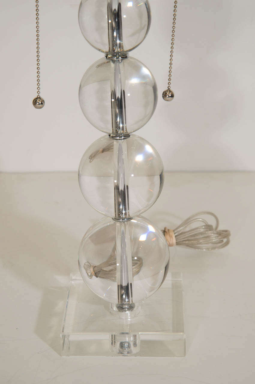 Mid-Century Modern A Mid Century Pair of Glass and Chrome Ball Table Lamps