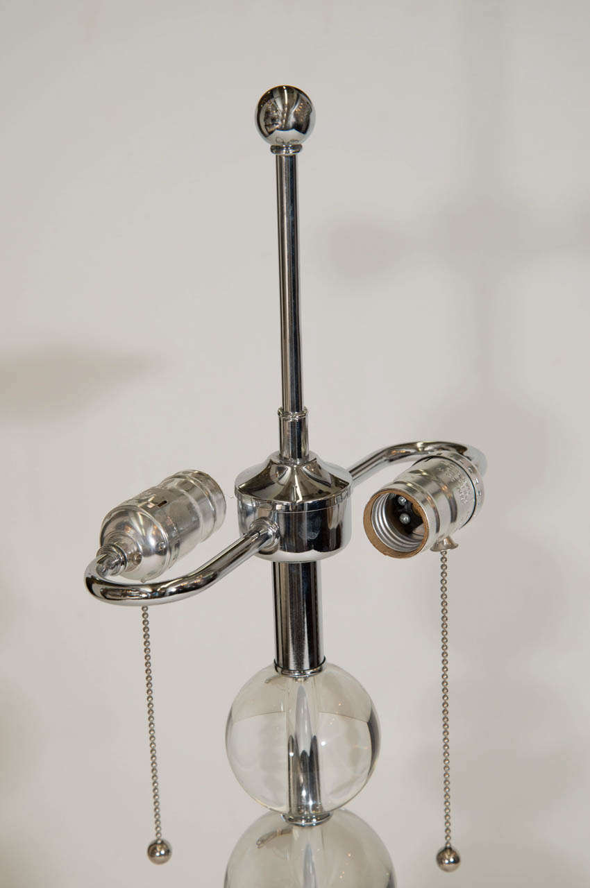 20th Century A Mid Century Pair of Glass and Chrome Ball Table Lamps