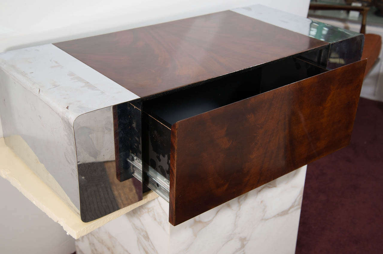 Wall Mounted Console in Wood and Chrome 1