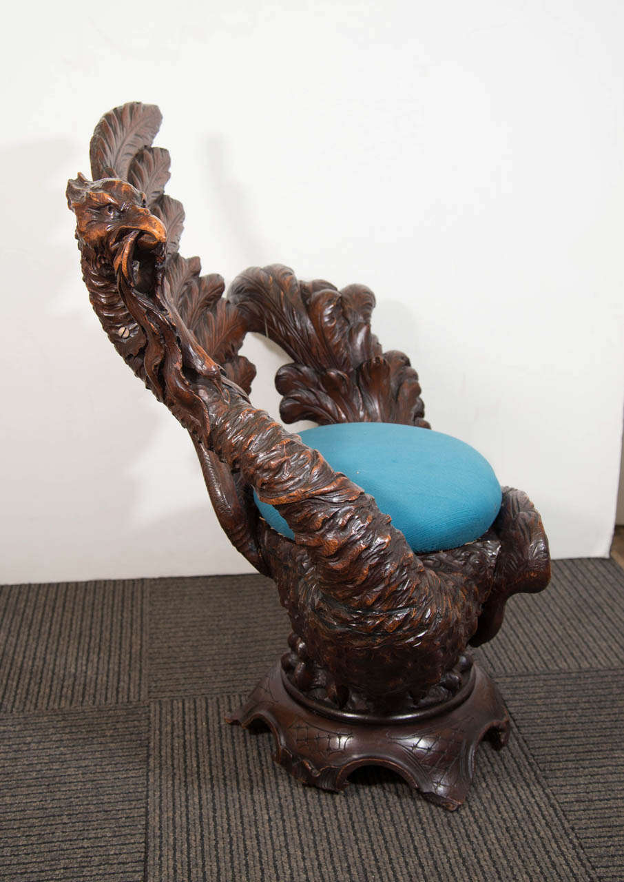 A 19th Century Hand Carved Griffin Italian Fantasy Chair 1