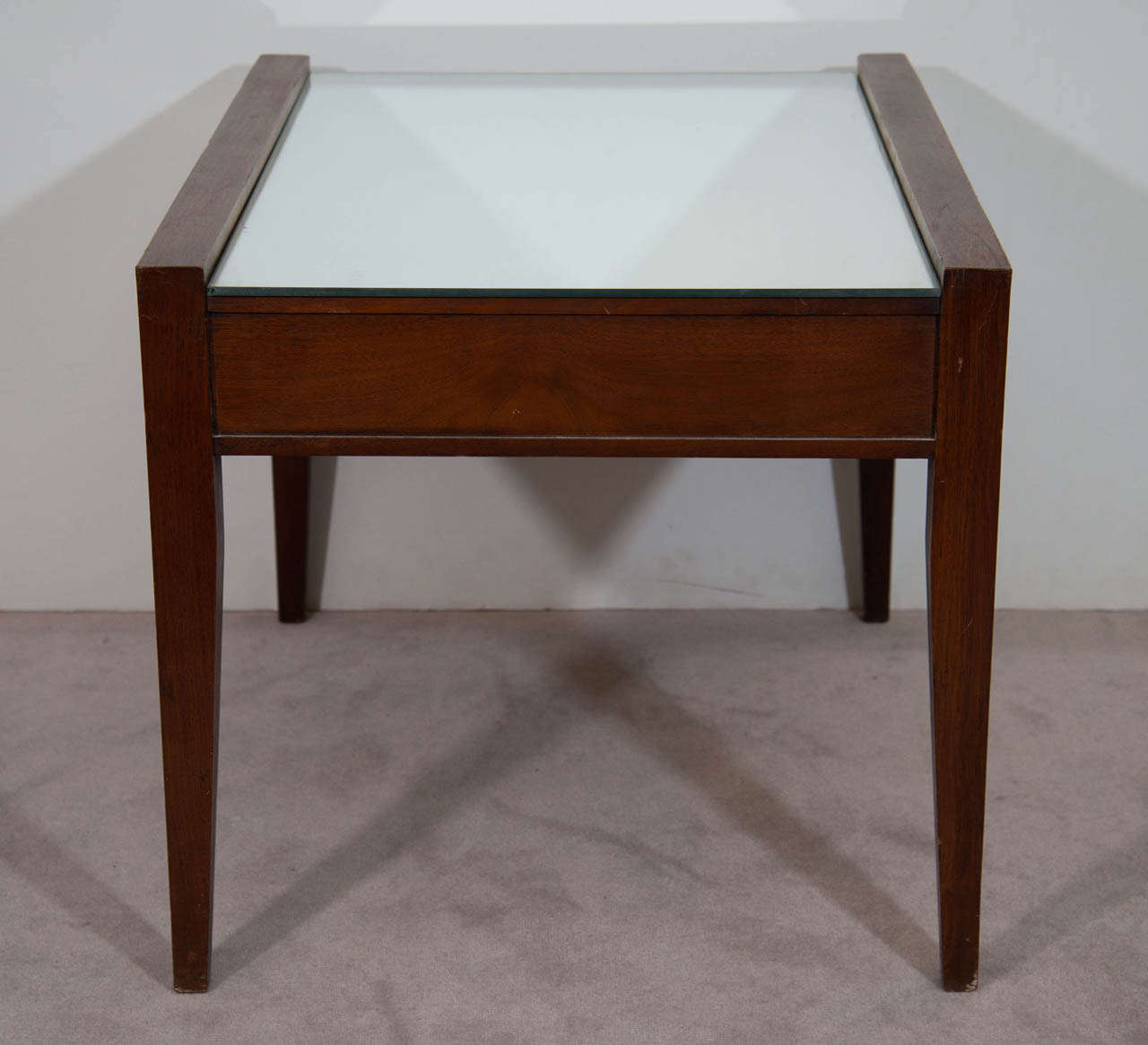 Mid Century Pair of End Tables or Night Stands in Wood w\/Mirrored Tops For Sale at 1stdibs Mid Century Pair of End Tables or Night Stands in Wood w\/Mirrored Tops For Sale at 1stdibs