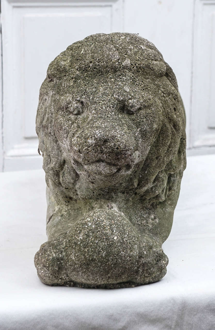 Other Early 20th Century Cast Stone Recumbent Lion