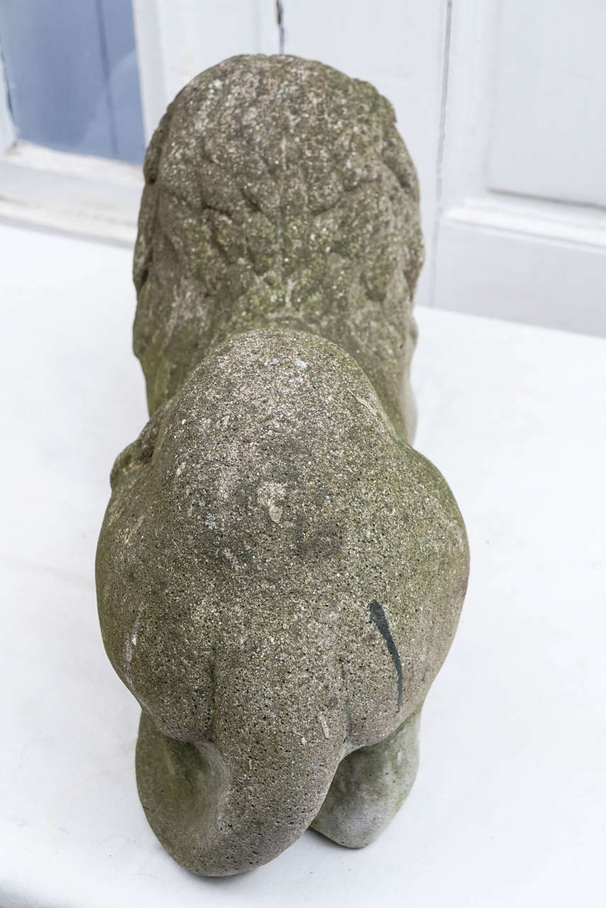 Early 20th Century Cast Stone Recumbent Lion 1