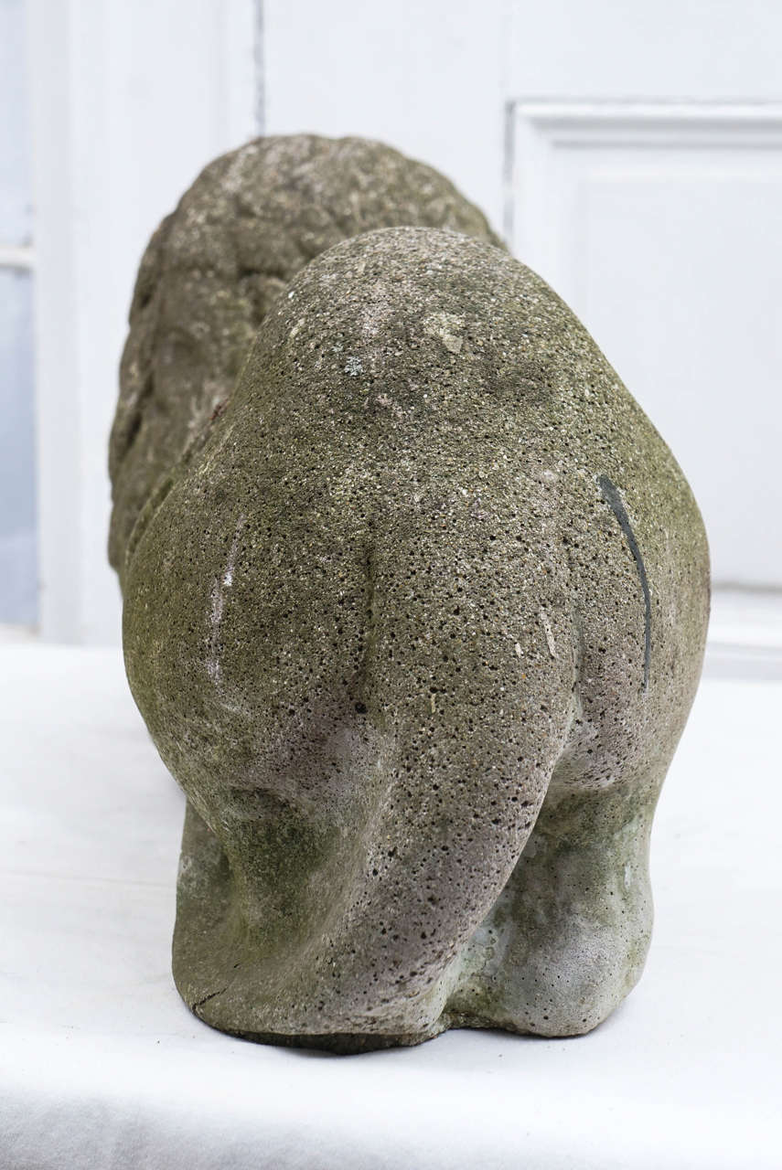 Early 20th Century Cast Stone Recumbent Lion 2