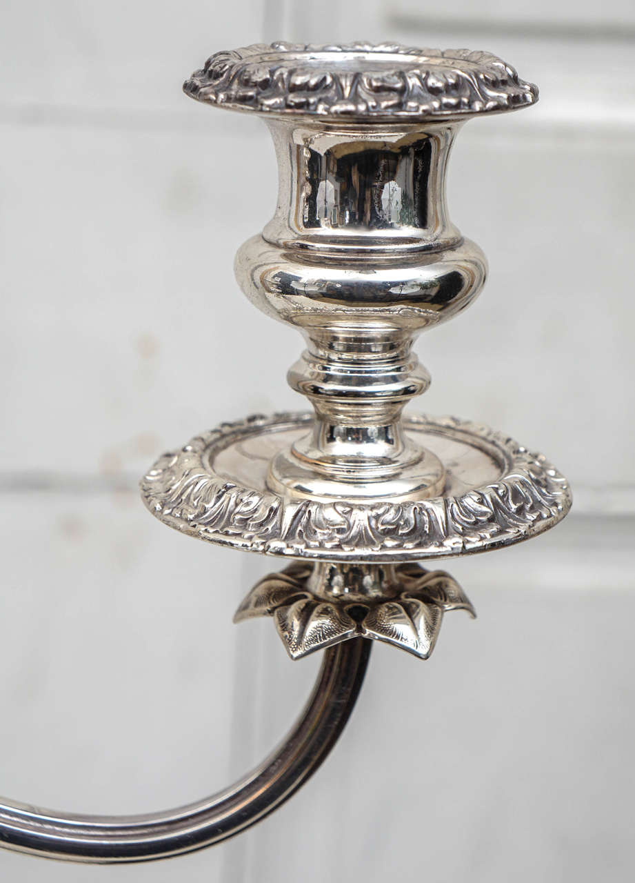 English 19th Century Silver Plated Three-Light Candelabrum In Good Condition In Hudson, NY