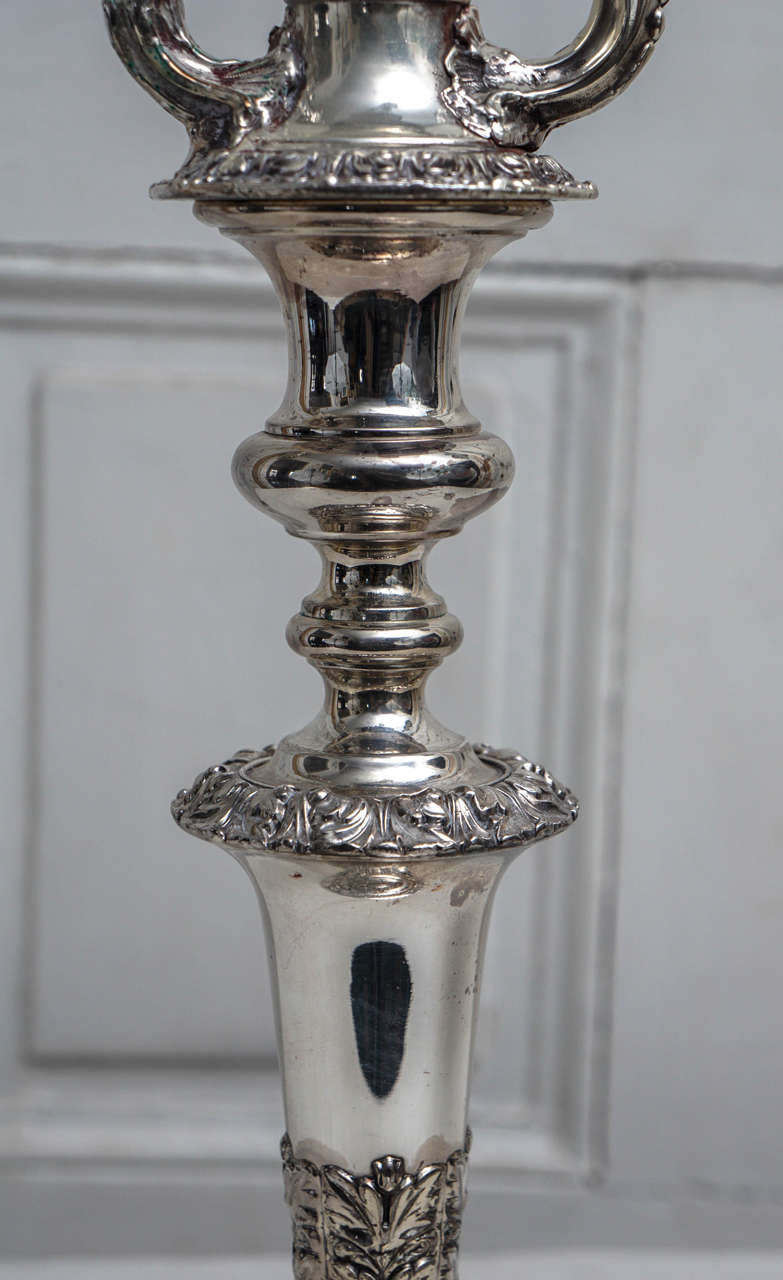 Mid-19th Century English 19th Century Silver Plated Three-Light Candelabrum