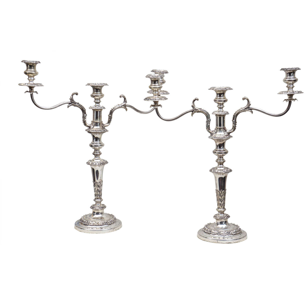 English 19th Century Silver Plated Three-Light Candelabrum