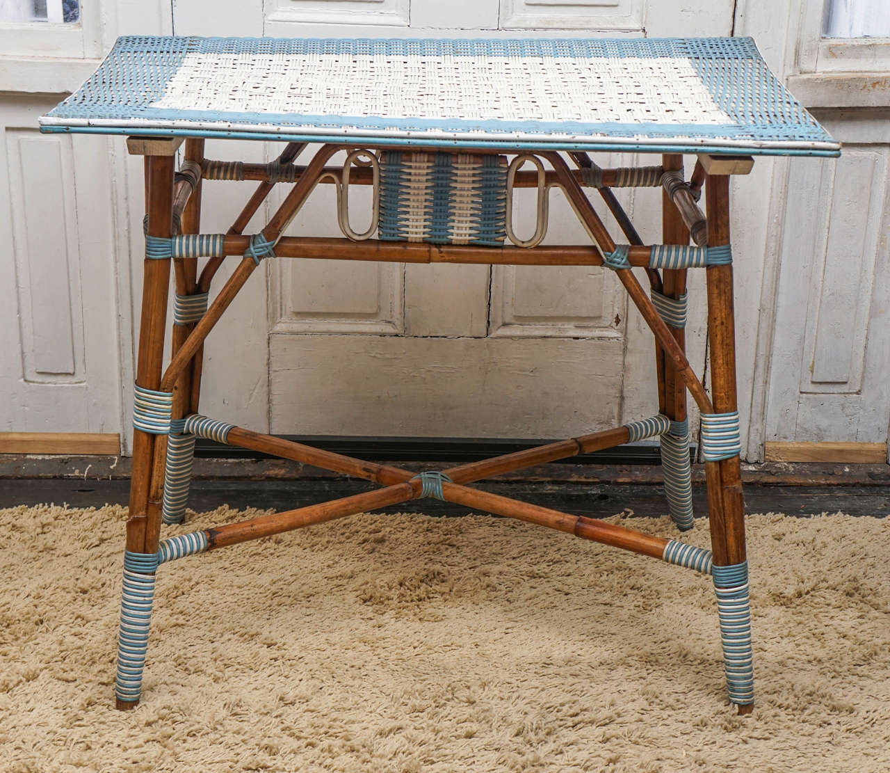 American Good Vintage Wicker and Bamboo Table