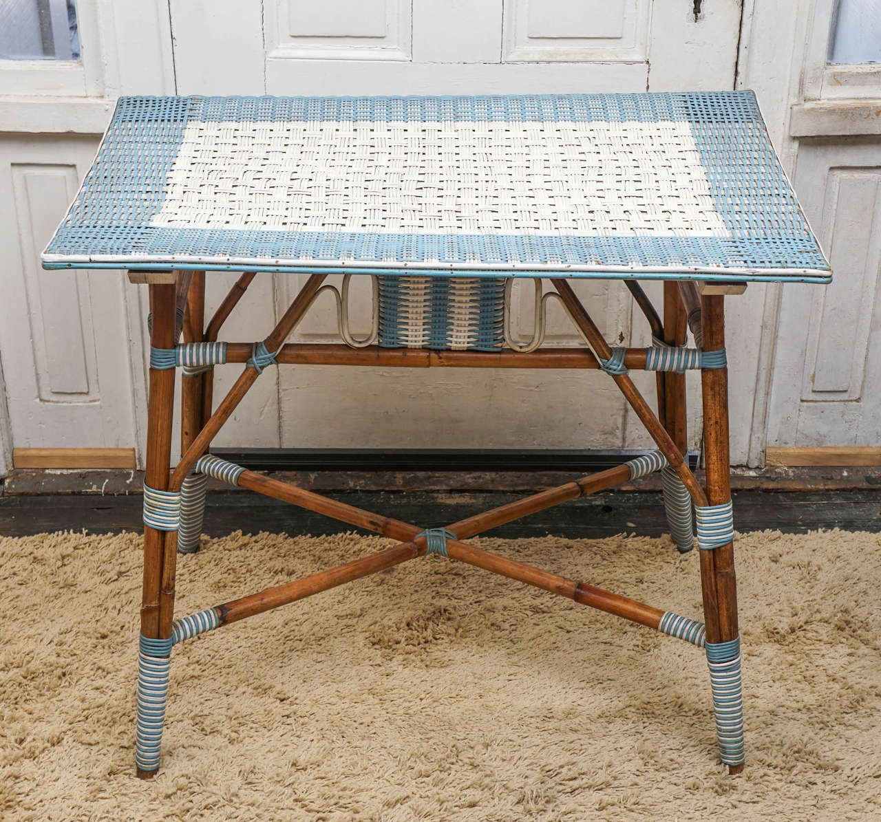 Hand-Crafted Good Vintage Wicker and Bamboo Table