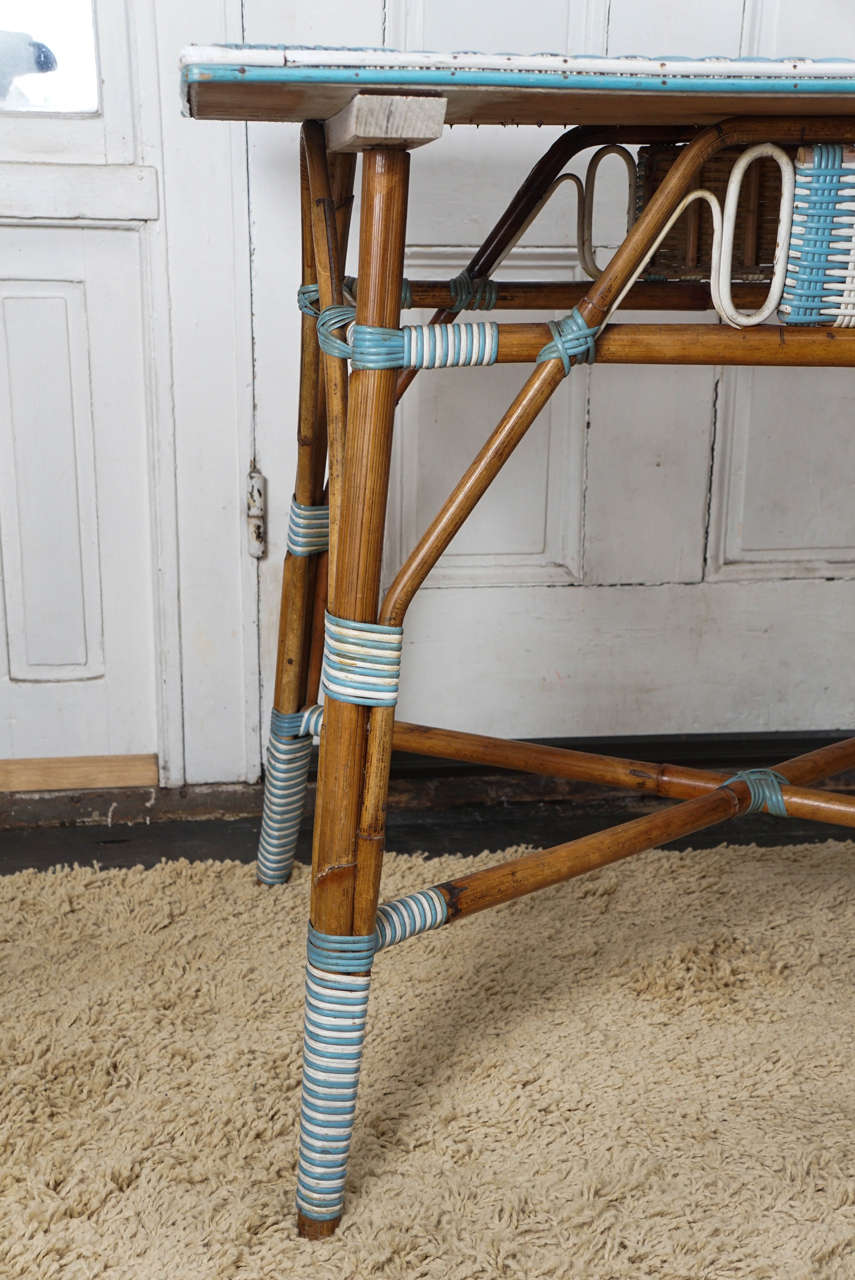 Good Vintage Wicker and Bamboo Table 2
